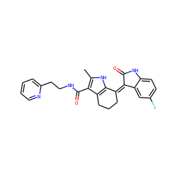 Cc1[nH]c2c(c1C(=O)NCCc1ccccn1)CCC/C2=C1/C(=O)Nc2ccc(F)cc21 ZINC000096284772