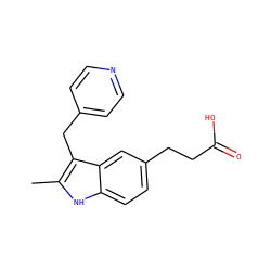 Cc1[nH]c2ccc(CCC(=O)O)cc2c1Cc1ccncc1 ZINC000026819432