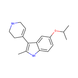 Cc1[nH]c2ccc(OC(C)C)cc2c1C1=CCNCC1 ZINC000096910230