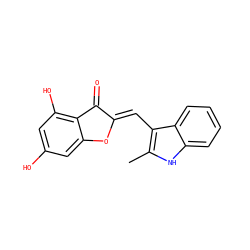 Cc1[nH]c2ccccc2c1/C=C1\Oc2cc(O)cc(O)c2C1=O ZINC000049070628