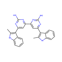 Cc1[nH]c2ccccc2c1-c1cc(-c2cc(-c3c(C)[nH]c4ccccc34)nc(N)n2)nc(N)n1 ZINC000001588368