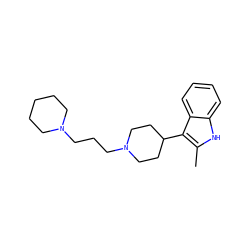 Cc1[nH]c2ccccc2c1C1CCN(CCCN2CCCCC2)CC1 ZINC000034801031