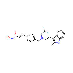 Cc1[nH]c2ccccc2c1CCN(Cc1ccc(/C=C/C(=O)NO)cc1)CC(F)F ZINC000072112523
