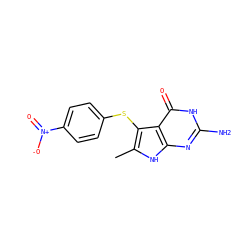 Cc1[nH]c2nc(N)[nH]c(=O)c2c1Sc1ccc([N+](=O)[O-])cc1 ZINC000013680742