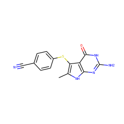 Cc1[nH]c2nc(N)[nH]c(=O)c2c1Sc1ccc(C#N)cc1 ZINC000028523226