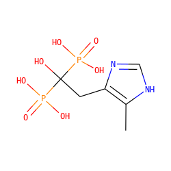 Cc1[nH]cnc1CC(O)(P(=O)(O)O)P(=O)(O)O ZINC000026745280
