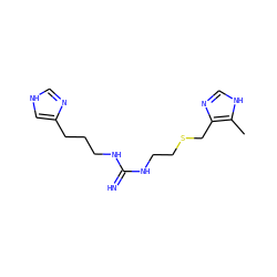 Cc1[nH]cnc1CSCCNC(=N)NCCCc1c[nH]cn1 ZINC000004216553