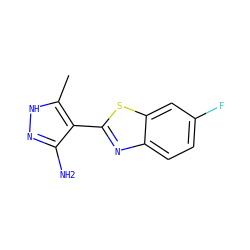 Cc1[nH]nc(N)c1-c1nc2ccc(F)cc2s1 ZINC000114398770
