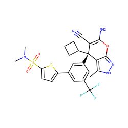 Cc1[nH]nc2c1[C@](c1cc(-c3ccc(S(=O)(=O)N(C)C)s3)cc(C(F)(F)F)c1)(C1CCC1)C(C#N)=C(N)O2 ZINC001772622774