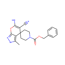 Cc1[nH]nc2c1C1(CCN(C(=O)OCc3ccccc3)CC1)C(C#N)=C(N)O2 ZINC000006507101
