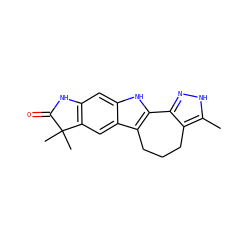 Cc1[nH]nc2c1CCCc1c-2[nH]c2cc3c(cc12)C(C)(C)C(=O)N3 ZINC000040891961