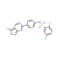 Cc1[nH]nc2nc(-c3ccc(NS(=O)(=O)c4cc(Cl)ccc4Cl)cc3)ncc12 ZINC000218003043