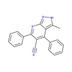Cc1[nH]nc2nc(-c3ccccc3)c(C#N)c(-c3ccccc3)c12 ZINC001772585698