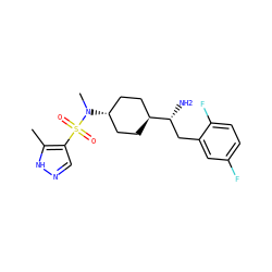 Cc1[nH]ncc1S(=O)(=O)N(C)[C@H]1CC[C@H]([C@H](N)Cc2cc(F)ccc2F)CC1 ZINC000254016522
