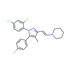 Cc1c(/C=C/N2CCCCC2)nn(-c2ccc(Cl)cc2Cl)c1-c1ccc(Cl)cc1 ZINC000035050300