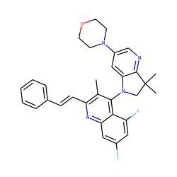 Cc1c(/C=C/c2ccccc2)nc2cc(F)cc(F)c2c1N1CC(C)(C)c2ncc(N3CCOCC3)cc21 ZINC000118092879