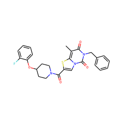 Cc1c(=O)n(Cc2ccccc2)c(=O)n2cc(C(=O)N3CCC(Oc4ccccc4F)CC3)sc12 ZINC000169330369