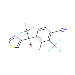Cc1c([C@@](O)(c2cscn2)C(F)(F)F)ccc(C#N)c1C(F)(F)F ZINC000653876693