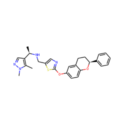 Cc1c([C@@H](C)NCc2cnc(Oc3ccc4c(c3)CC[C@@H](c3ccccc3)O4)s2)cnn1C ZINC000145547713
