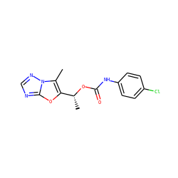 Cc1c([C@@H](C)OC(=O)Nc2ccc(Cl)cc2)oc2ncnn12 ZINC000066252725