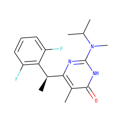 Cc1c([C@@H](C)c2c(F)cccc2F)nc(N(C)C(C)C)[nH]c1=O ZINC000028866712