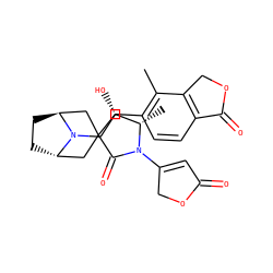 Cc1c([C@@H](O)CN2[C@H]3CC[C@H]2CC2(C[C@H](C)N(C4=CC(=O)OC4)C2=O)C3)ccc2c1COC2=O ZINC000221415761