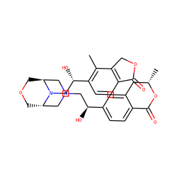 Cc1c([C@@H](O)CN2[C@H]3COC[C@H]2CN(C[C@H](O)c2ccc4c(c2)C[C@H](C)OC4=O)C3)ccc2c1COC2=O ZINC000205490299