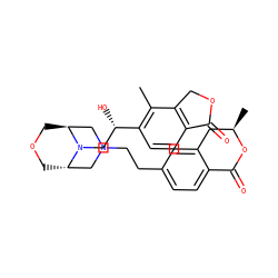 Cc1c([C@@H](O)CN2[C@H]3COC[C@H]2CN(CCc2ccc4c(c2)C[C@@H](C)OC4=O)C3)ccc2c1COC2=O ZINC000205490185