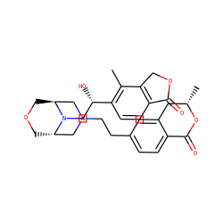 Cc1c([C@@H](O)CN2[C@H]3COC[C@H]2CN(CCc2ccc4c(c2)C[C@H](C)OC4=O)C3)ccc2c1COC2=O ZINC000205490237