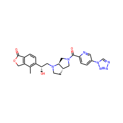 Cc1c([C@@H](O)CN2CC[C@H]3CN(C(=O)c4ccc(-n5cnnn5)cn4)C[C@@H]32)ccc2c1COC2=O ZINC000205501119