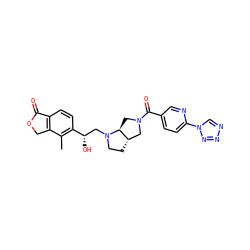 Cc1c([C@@H](O)CN2CC[C@H]3CN(C(=O)c4ccc(-n5cnnn5)nc4)C[C@@H]32)ccc2c1COC2=O ZINC000205501151