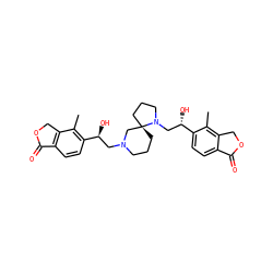 Cc1c([C@@H](O)CN2CCC[C@]3(CCCN3C[C@H](O)c3ccc4c(c3C)COC4=O)C2)ccc2c1COC2=O ZINC000205493791