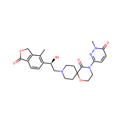 Cc1c([C@@H](O)CN2CCC3(CC2)OCCN(c2ccc(=O)n(C)n2)C3=O)ccc2c1COC2=O ZINC001772582450