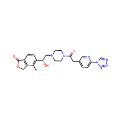 Cc1c([C@@H](O)CN2CCN(C(=O)Cc3ccc(-n4cnnn4)nc3)CC2)ccc2c1COC2=O ZINC000168534624