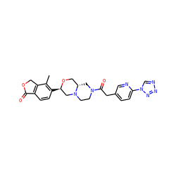 Cc1c([C@@H]2CN3CCN(C(=O)Cc4ccc(-n5cnnn5)nc4)C[C@H]3CO2)ccc2c1COC2=O ZINC001772624621