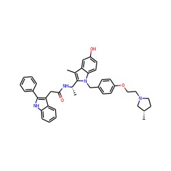 Cc1c([C@H](C)NC(=O)Cc2c(-c3ccccc3)[nH]c3ccccc23)n(Cc2ccc(OCCN3CC[C@H](C)C3)cc2)c2ccc(O)cc12 ZINC000028892336