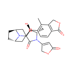 Cc1c([C@H](O)CN2[C@H]3CC[C@H]2CC2(C[C@H](C)N(C4=CC(=O)OC4)C2=O)C3)ccc2c1COC2=O ZINC000221415818