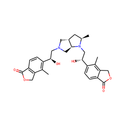 Cc1c([C@H](O)CN2C[C@@H]3C[C@@H](C)N(C[C@@H](O)c4ccc5c(c4C)COC5=O)[C@H]3C2)ccc2c1COC2=O ZINC001772623845