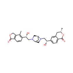 Cc1c([C@H](O)CN2C[C@@H]3C[C@H]2CN3C[C@@H](O)c2ccc3c(c2)C[C@H](C)OC3=O)ccc2c1COC2=O ZINC001772585797