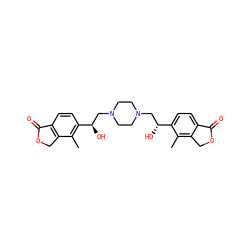Cc1c([C@H](O)CN2CCN(C[C@@H](O)c3ccc4c(c3C)COC4=O)CC2)ccc2c1COC2=O ZINC000113514109
