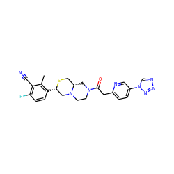 Cc1c([C@H]2CN3CCN(C(=O)Cc4ccc(-n5cnnn5)cn4)C[C@H]3CS2)ccc(F)c1C#N ZINC000219373608