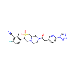 Cc1c([C@H]2CN3CCN(C(=O)Cc4ccc(-n5cnnn5)nc4)C[C@H]3CS2(=O)=O)ccc(F)c1C#N ZINC001772655463