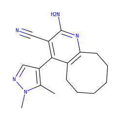 Cc1c(-c2c(C#N)c(N)nc3c2CCCCCC3)cnn1C ZINC000019840758