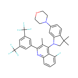 Cc1c(-c2cc(C(F)(F)F)cc(C(F)(F)F)c2)nc2cccc(F)c2c1N1CC(C)(C)c2ccc(N3CCOCC3)cc21 ZINC000118095448
