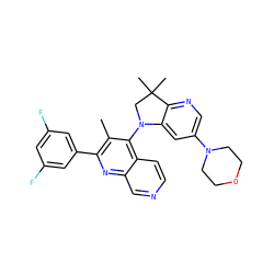 Cc1c(-c2cc(F)cc(F)c2)nc2cnccc2c1N1CC(C)(C)c2ncc(N3CCOCC3)cc21 ZINC000118095867