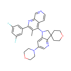 Cc1c(-c2cc(F)cc(F)c2)nc2cnccc2c1N1CC2(CCOCC2)c2ncc(N3CCOCC3)cc21 ZINC000118095740