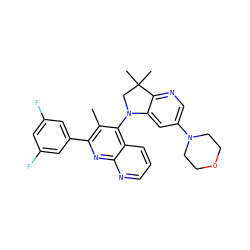 Cc1c(-c2cc(F)cc(F)c2)nc2ncccc2c1N1CC(C)(C)c2ncc(N3CCOCC3)cc21 ZINC000118093964