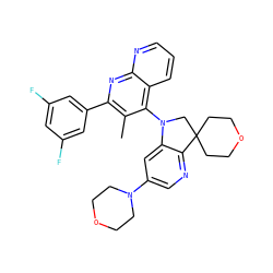 Cc1c(-c2cc(F)cc(F)c2)nc2ncccc2c1N1CC2(CCOCC2)c2ncc(N3CCOCC3)cc21 ZINC000118091278