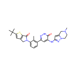 Cc1c(-c2cc(Nc3cc4n(n3)CCN(C)C4)c(=O)[nH]n2)cccc1N1Cc2cc(C(C)(C)C)sc2C1=O ZINC000113254244