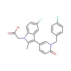 Cc1c(-c2ccc(=O)n(Cc3ccc(F)cc3)c2)c2cc(F)ccc2n1CC(=O)O ZINC000117015583